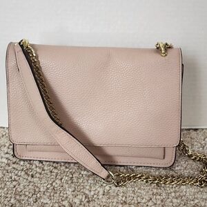 Elegant Pink Leather Chain Shoulder Bag